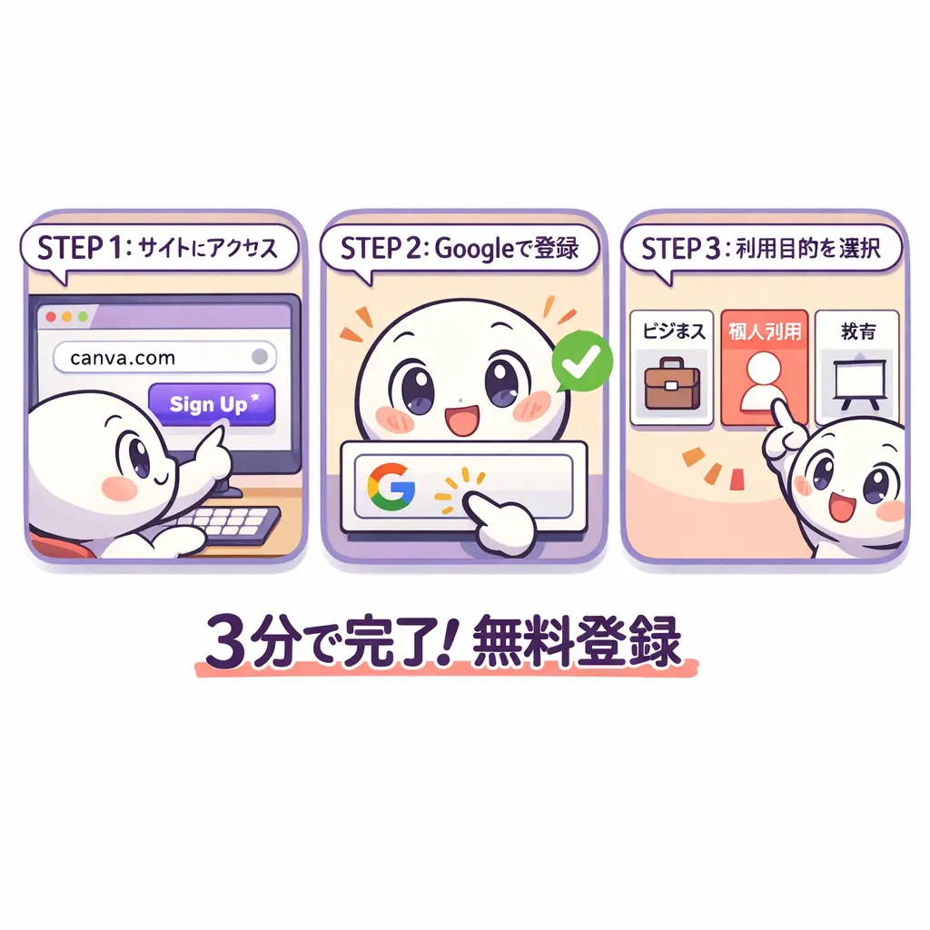 キャンバのアカウント登録手順 - キャンバ使い方