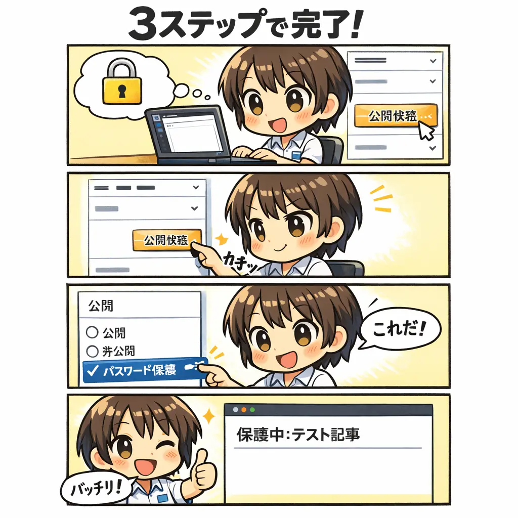 投稿・固定ページにパスワードを設定する方法 - wordpress パスワード